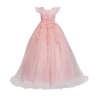 

Long Dress Children Princess Ball Gown Fly Sleeve Girls Performance Costume
