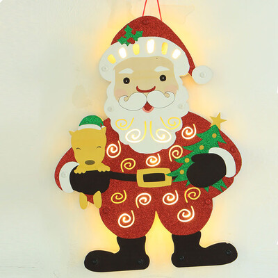 

〖Follure〗Christmas Tree Hanging Ornaments LED Wooden Santa Claus House Hotel Bar Decor