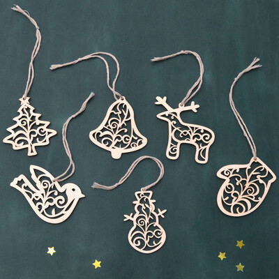 

Tailored 6Pcs Wooden Christmas Tree Pendant Xmas Wedding Tree Hanging Ornament Decor