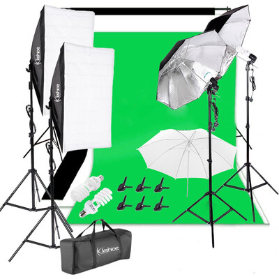 

Kshioe Photography Video Studio Lighting Kit Background Stand Set 3x33" Umbrella