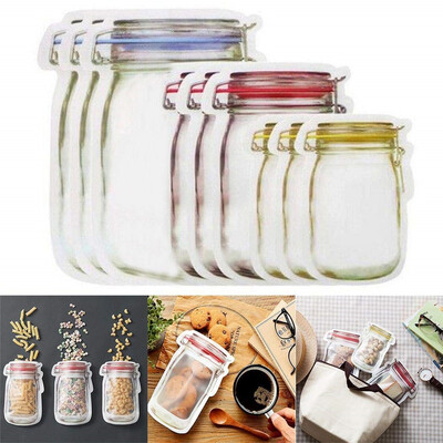 

Reusable Mason Jar Pattern Bottle Model Food Saver Storage Fresh Bags Set 9PCS