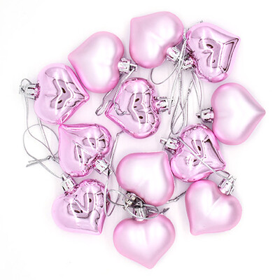 

12pcs Heart Christmas Pendant Balls Xmas Tree Decor Party Wedding Home Ornament
