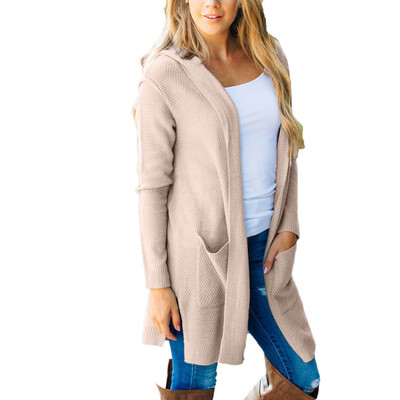 

Toponeto Womens Loose Fit Long Sleeve Knitted Hooded Cardigan Coat Tops