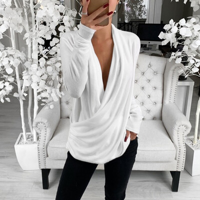 

Ladies sexy versatile low-cut stacked long-sleeved top
