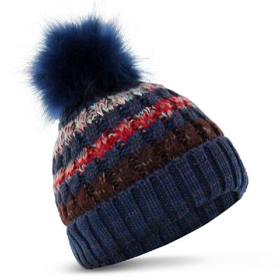 

Women Winter Hat Thermal Windproof Hat Ribbed Knit Chunky Lined Beanie Hats