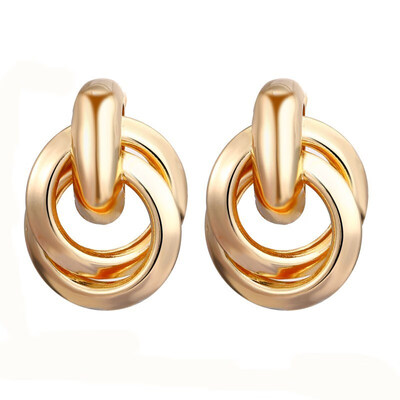 

Round Geometric Drop Earrings For Women Vintage Gold Color Dangle Za Earring Boho 2019 Female Fashion Jewelry