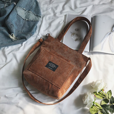 

Canvas bag female 2019 Korean version 100 fashion corduroy student schoolbag single shoulder oblique satchel shopping bag