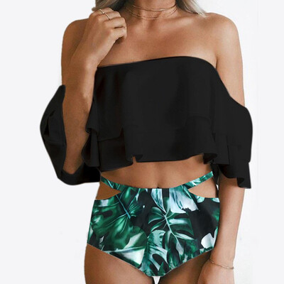 

Roseonmyhand Women Hight Waist Printed Bikini Set Push-Up Padded Bathing Swimwear Swimsuit