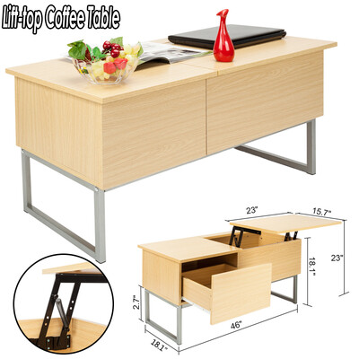 

Lift Top Coffee Table Hidden Compartment &Storage Drawer with Stainless steel legs
