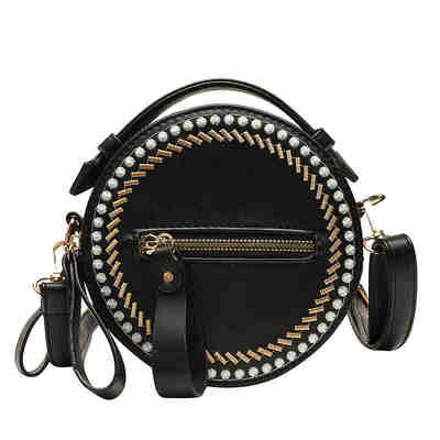 

Women Suture decoration Round Shoulder Messenger bag New women PU Leather Crossbody Casual Satchel Bag Adjustable shoulder strap
