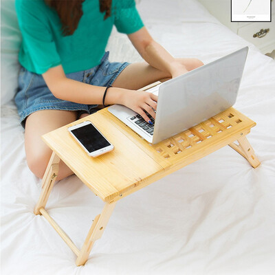 

Gobestart Height Adjustment Laptop Tray Desk Solid Wood Foldable Lazy Table Bed Tray
