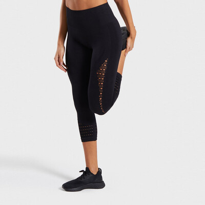 

Tailored Ladie Hollow-out High-waist Hip-up Yoga Pants Leisure Running Seven-minut Pants