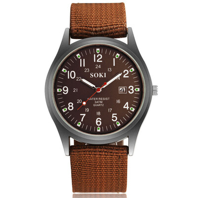 

Gobestart SOKI Fashion 2019 New Woven Nylon Belt Mens Calendar Watch