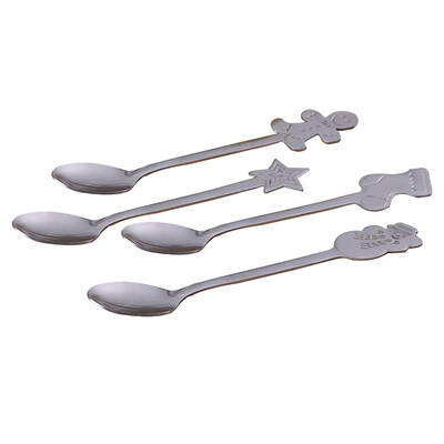 

4 Pcs Set Christmas Coffee Spoons Stainless Steel Coffee Spoon For Kid Drinking Tea Spoon Christmas Coffee Spoons
