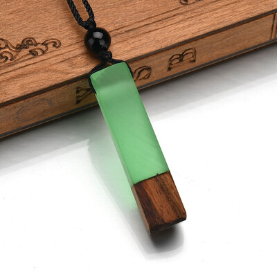 

Hot Natural wood resin Pendant Necklace for Women Men long chain woven rope chain Necklace statement Jewelry Gift