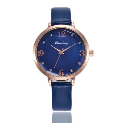 

Leather Band Analog Womens watches Round Simple clock quartz 2018 Temperament Fashionable Business wristwatches for ladies D