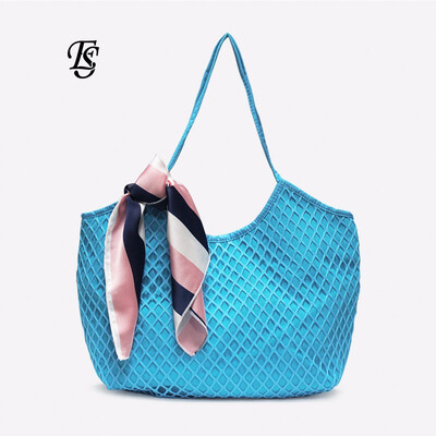 

ESHUNFA beach bag ladies shoulder bag 2019 spring&summer new fashion European&American canvas net bag ES168004 4265