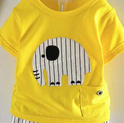 

Newborn Infant Baby Cartoon Elephant T-shirt Tops Pants Outfits Clothes Sets