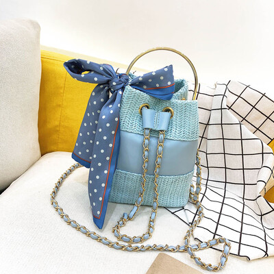 

Tailored Womens Fashion Retro Woven Shoulder Bag Solid Color Scarf Woven Bag Beach Bag