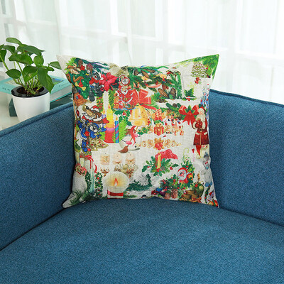 

Tailored Merry Christmas Print Pillowcase Linen Cotton Sofa Cushion Cover Home Decor