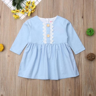 

Kids Baby Girl Floral Lace Party Dress Long Sleeve Cotton Princess Dress Clothes