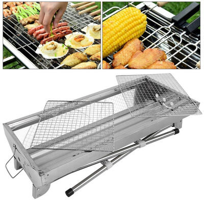 

Greensen Outdoor Large Size Foldable Stainless Steel Barbecue Charcoal Grill Stove Camping Garden