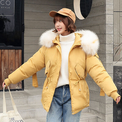 

Roseonmyhand Fashion Outerwear Long Sleeve Hooded Jackets Cotton-padded Pockets Bandage Coats
