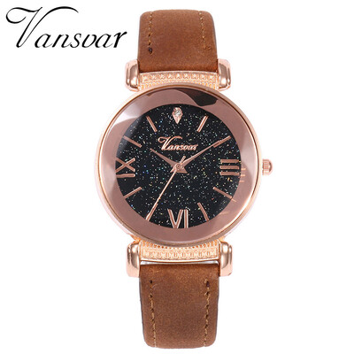 

Vansvar Hot Fashion Women Romantic Starry Sky Wrist Watch Leather Rhinestone Designer Ladies Clock Relogio Feminino 533