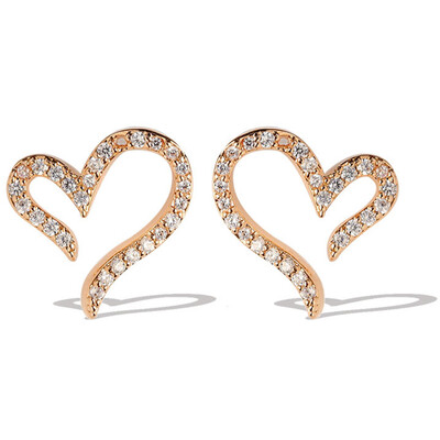 

Earring Exquisite Full Rhinestone Zircon Heart Shaped Diamond Earrings Silver Rosegold Stud Earrings For Women