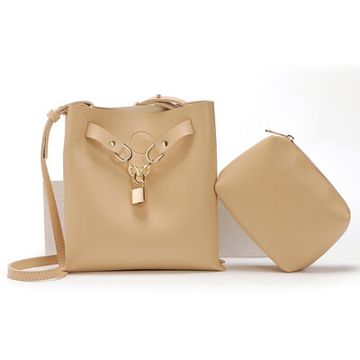 

Tailored Women Fashion Bucket With Hardware Lock Composite Shoulder Messenger Bag 2pcs