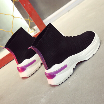 

Elastic Dad Socks Shoes Womens Spring Korean Version Baitao Increases the Moisture of Muffin Thick Bottom&High Upper Shoe