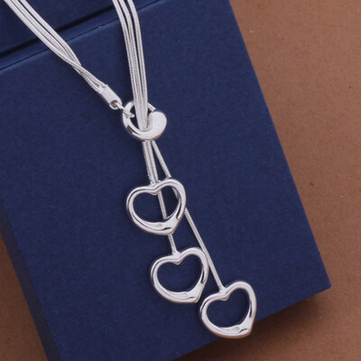 

Elegant Multi Necklace Heart Hollow Ball Round Necklace Silver Plated Long Necklace