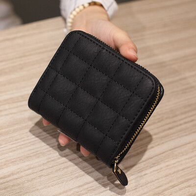 

2019 Fashion Woman Wallet With Coin Bag Zippers Small Women Wallets PU Leather Female Plaid Purses Card Holder Wallet