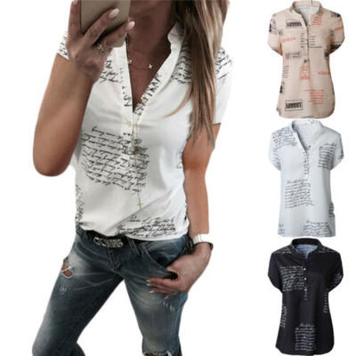 

Fashion Women V Neck Short Sleeve Tops Blouse Summer Casual T-Shirt Ladies New