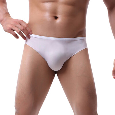 

Tailored Mens Sexy Underpants Pure Color Breathable Patchwork Ice-silk Underwear