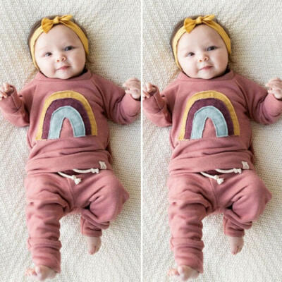 

US Newborn Kids Baby Girl Long Sleeve Tops Ruffle Leggings Pants Clothes 0-3Y