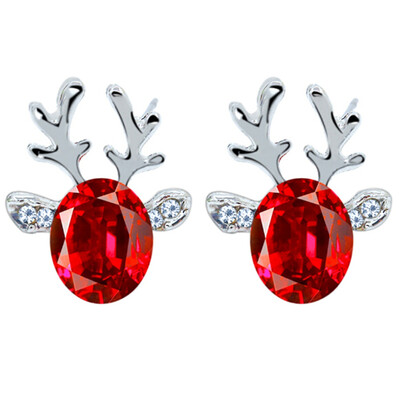 

Design Earrings Crystal Gemstone Antler Earrings Luxury Three-Dimensional Christmas Reindeer Stud Earrings Christmas Gift