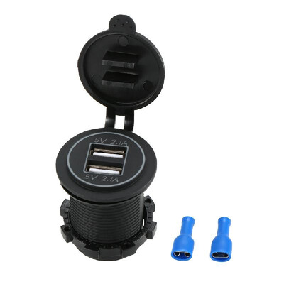 

Dual 2 USB Outlet 21A Port Socket Charger Power Adapter for Car Boat Motorcycle Blue LED Backlight
