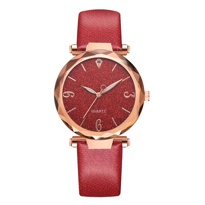 

New fashion PU watch Korean fashion casual female models noble solid color quartz watch rose gold frame watch