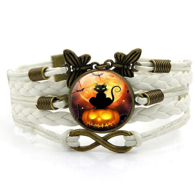 

Styles Women Halloween Time Gemstone Bracelet Butterfly Wristband Lovers Gift