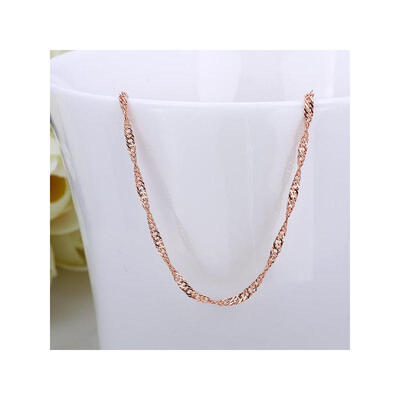 

18K Rose Gold Plated Tin Alloy Twisted Singapore Chain Fine Necklace Making with Lobster Claw Clasps 18" 15mm
