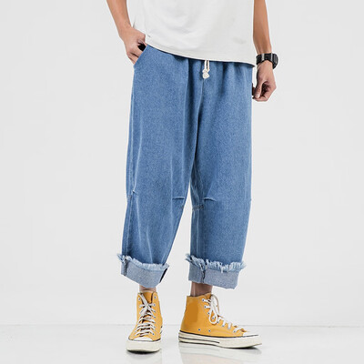 

Gobestart Mens New Style Fashion Casual Pure Jeans Casual Comfortable Pure Colored Pants