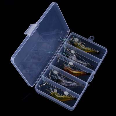 

5Pcs Fishing Lures Soft PVC Artificial Shrimp Baits Box Fishing Accessories