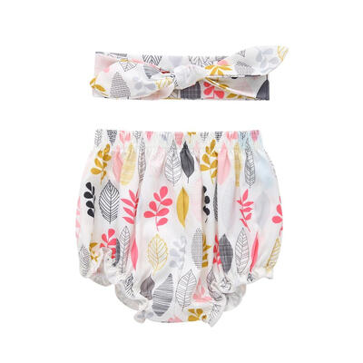 

2pcs Summer Baby Toddler PP Shorts Nappy Diaper Newborn Bloomers Headband
