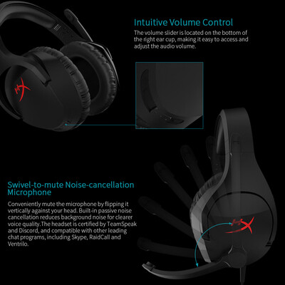 

Kingston HyperX Cloud Stinger Gaming Headset Esport Stereo Headphone Earphone Over Ear for PCXbox OnePS4Wii U HX-HSCS-BKAS