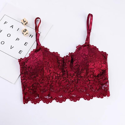 

Fashion Women Bralette Bra Female Tops Embroidery Female Sheer Lace Strap Breathable Wrapped Chest Floral Wireless Underwear Padde