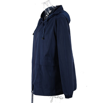 

Toponeto Women Solid Rain Jacket Outdoor Plus Size Waterproof Hooded Windproof Loose Coat