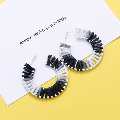 

Flashbuy Trendy Rafite Round Pendantes Rattan Earrings Style Handmade Rattan Drop Earrings For Women Party Fashion Jewelry