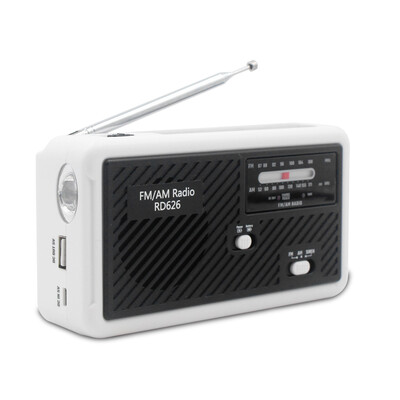 

RD626 FM AM Dual-band Digital Radio Power Bank 1000mAh Rechargeable Battery Solar Hand-crank Emergency LED Flashlight Siren Micro