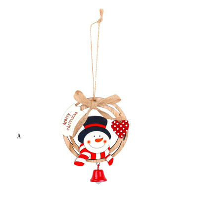 

Toponeto 1PC Christmas Bell Hanging Ornaments Wooden Santa Claus Xmas Tree Pendant Decor